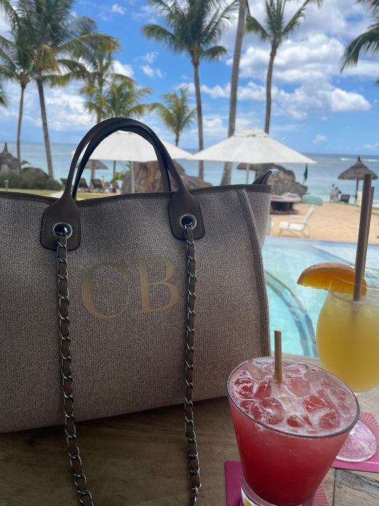 Personalised Beach Bag with Chain